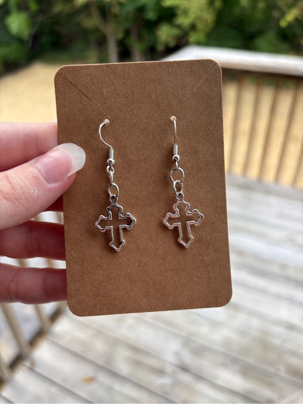 Silver Cross Dangle Earrings